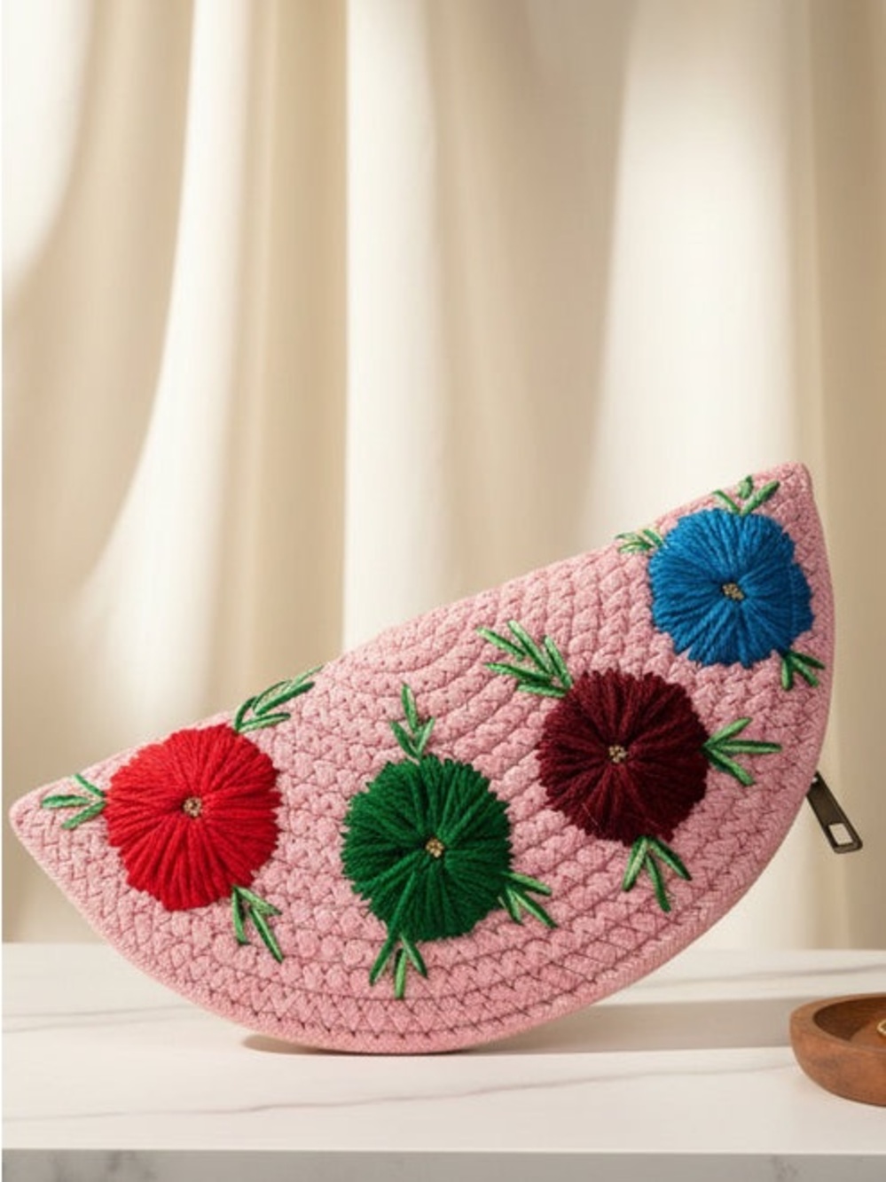 Handwoven Embroidered Jute Clutch Pouch Bag